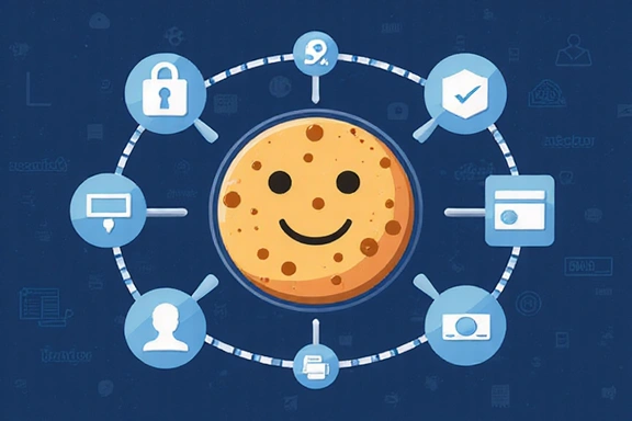 Illustration of a cookie icon and digital privacy